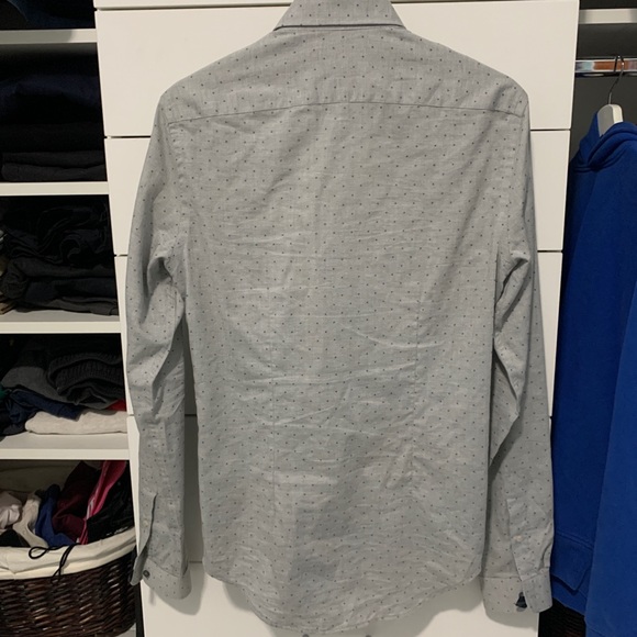 Small Polka Dot Grey Dress Shirt - Picture 2 of 3